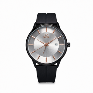 RICK Classic Silver Dial Men's Watch | Premium Black Silicone Strap