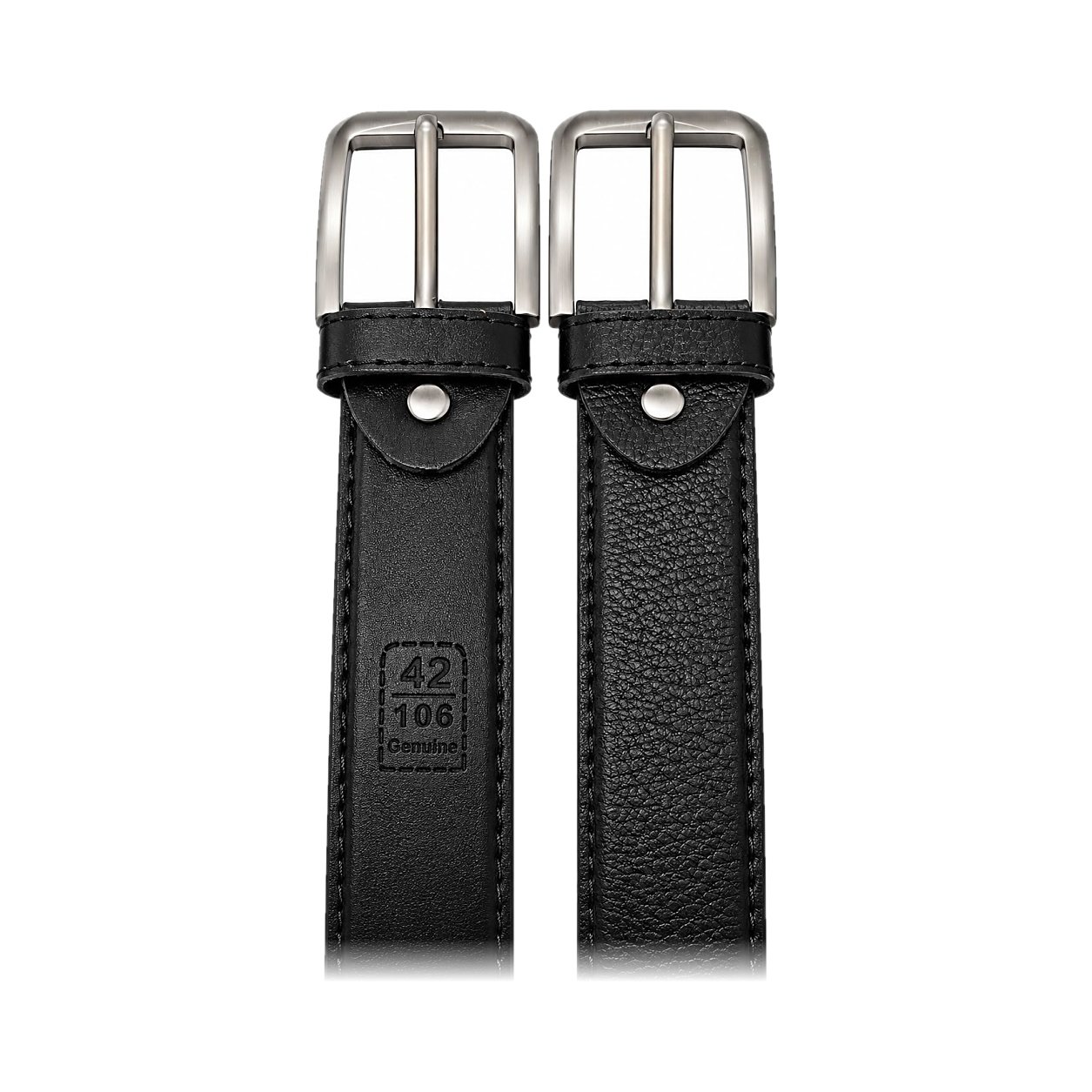 Textured Genuine Black Leather Belt (Size 42 / 106cm)