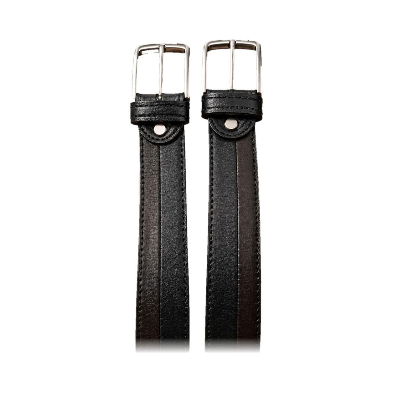 Classic Dual-Tone Black Leather Belt