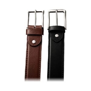 Dual Tone Leather Belts Set - Black and Brown