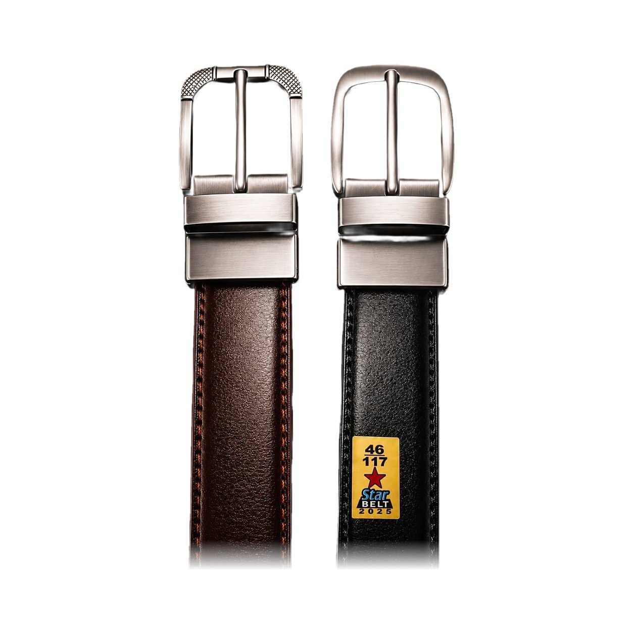 Star Belt Dual-Sided Reversible Leather Belt