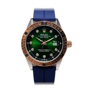 Rolex Style Emerald Green Dial Rubber Strap Watch